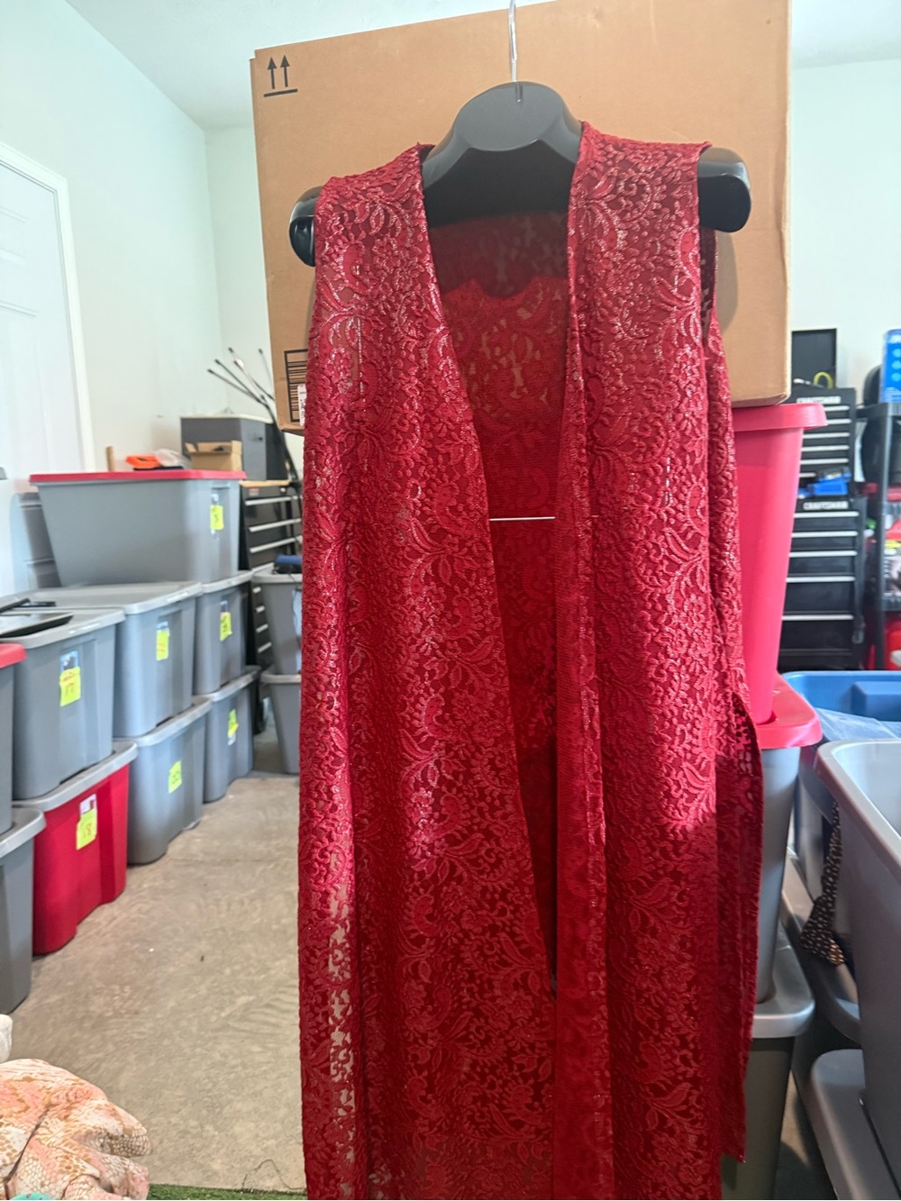 LuLaRoe Burgundy Lace Duster Vest p83